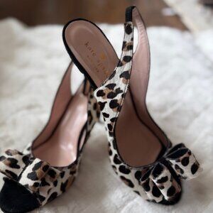 Kate Spade "Charm" Leopard Print Bow Slingback Pumps Size 9